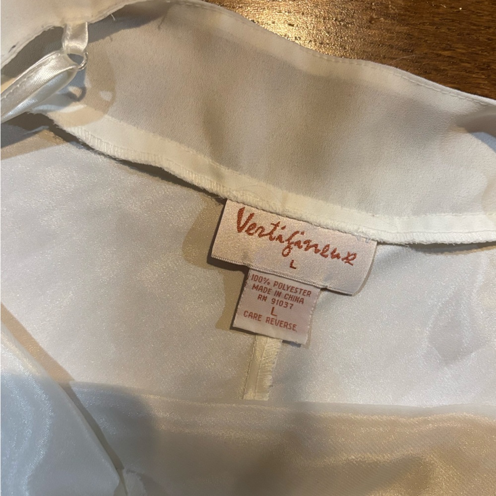 Vintage Vertigineux White Satin Slip Dress Greek Key Trim Y2K Size L - Picture 6 of 10